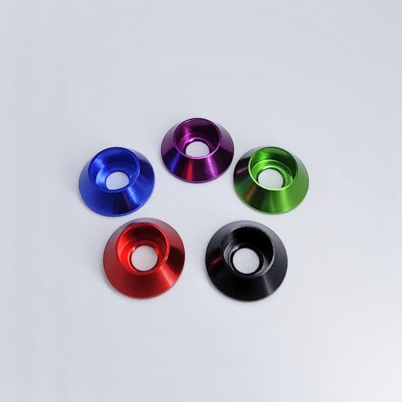 Lagefefe [60PCS] M3 Cone Cup Counterbore Washers, Anodized Aluminum Alloy, Head Washers Gaskets Cup Shim for Screw RC/FPV/PC/Drone/Mechanical Accessories Model Parts, Black - Image 3